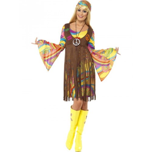 Hippie Kleid Groovy Lady Kostüm 70er Jahre