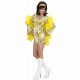 Kostüm 70er Mod Chick Kleid Grün Hippie Girl 70er Jahre Flower Power