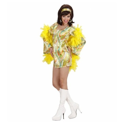 Kostüm 70er Mod Chick Kleid Grün Hippie Girl 70er Jahre Flower Power