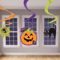 Halloween Hänge Swirl Deko 3 Stück Kürbis, Katze, Spinne Partydeko