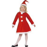 Miss Santa Mini Kostüm Kinder Weihnachten aus Samt