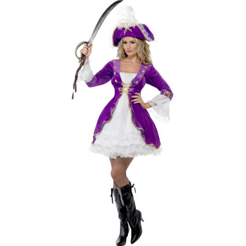 Piratin Kostüm Seeräuberin Frauen Fasching Karneval Lila
