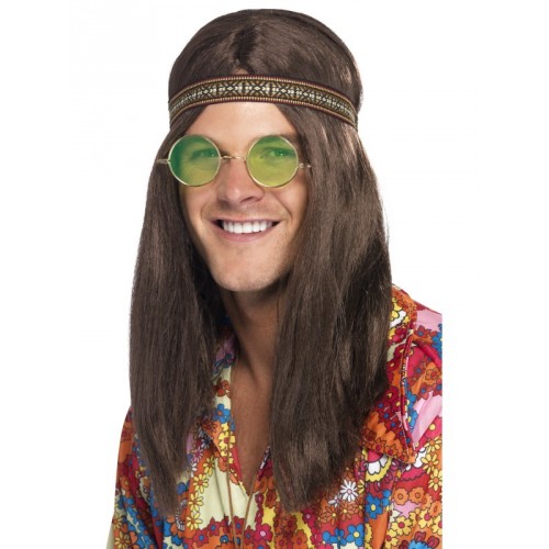 Hippie Set Brille, Kette Stirnband Grün Party Kostümzubehör 70er Jahre Party