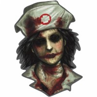 Halloween Partydeko Wandbild Zombie Krankenschwester Horror