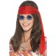 Hippie Set Frauen Perücke, Brille, Kette Stirnband Party Kostümzubehör 70er Jahre Party