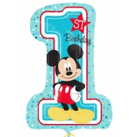 Folienballon XXL Art. 34343 Zahl 1 Mickey Mouse Partydeko 1. Geburtstag Junge