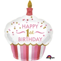 Folienballon XXL Art. 34522 Rosa Muffin Partydeko 1. Geburtstag Ballon