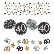 Konfetti Happy Birthday Zahl 40 Geburtstag Schwarz Gold Partydeko 40.