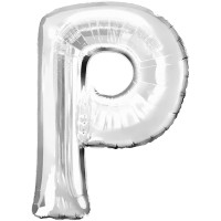 Folienballon XL Buchstabe P Silber Partydeko Geburtstag Ballon