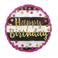 Folienballon Happy Birthday pink konfetti Art.37159 Partydeko Ballon Geburtstag