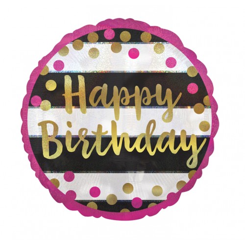 Folienballon Happy Birthday pink konfetti Art.37159 Partydeko Ballon Geburtstag