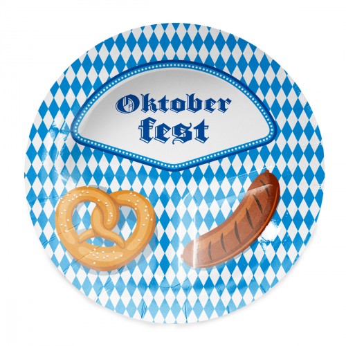 Oktoberfest Teller Art. 61485 Partydeko Blau Weiss