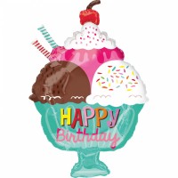 Folienballon Happy Birthday Eisbecher Art.35617 Partydeko Ballon Geburtstag