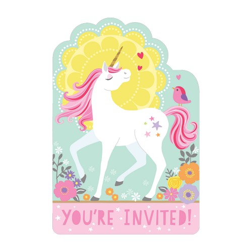 Einhorn Einladungskarten Partydeko Geburtstag Kindergeburtstag Unicorn Wunschzahl