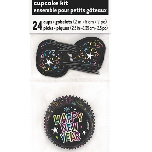 Silvester Partydeko Cupcake Set mit Picker Happy New Year
