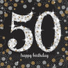 Sparkling Servietten Zahl 50 Happy Birthday Partydeko Geburtstag Schwarz