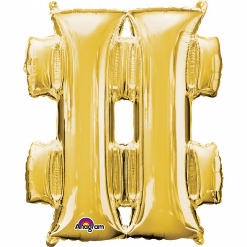 Folienballon XXL Buchstabe Hashtag Gold Partydeko Geburtstag Ballon