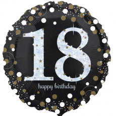 Folienballon Zahlenballon Sparkling Zahl 18 Partdeko Geburtstag Ballon