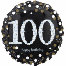 Folienballon Zahlenballon Sparkling Zahl 100 Partdeko Geburtstag Ballon