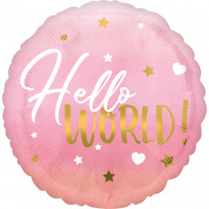 Folienballon Hallo World Baby Art. 39724 Partydeko Babyparty Geburt Ballon