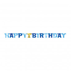 Partydeko 1. Geburtstag Girlande Banner Happy 1. Birthday Junge Blau