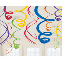 Hänge Swirl Dekoration bunt Regenbogen Partydeko Geburtstag