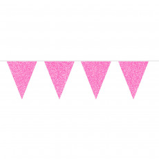 Flaggenbanner Pink Glitzer 6m Partydeko Geburtstag Kindergeburtstag