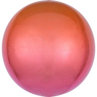 Folienballon Orbz Rund Ombre Rot Orange Art.39847 Partydeko Kugelballon