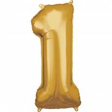 Folienballon XL Zahl 1 Gold Partydeko Geburtstag Ballon