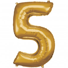 Folienballon XL Zahl 5 Gold Partydeko Geburtstag
