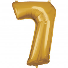 Folienballon XL Zahl 7 Gold Partydeko Geburtstag