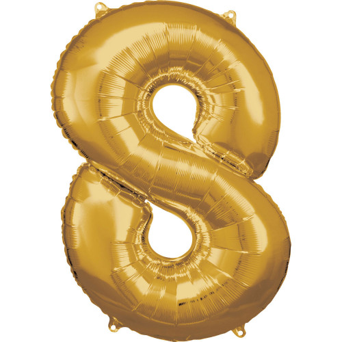 Folienballon XL Zahl 8 Gold Partydeko Geburtstag