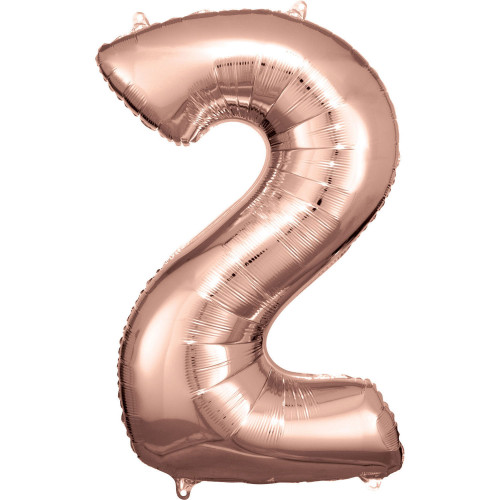 Folienballon XL Zahl 2 Rose Gold Partydeko Geburtstag Ballon