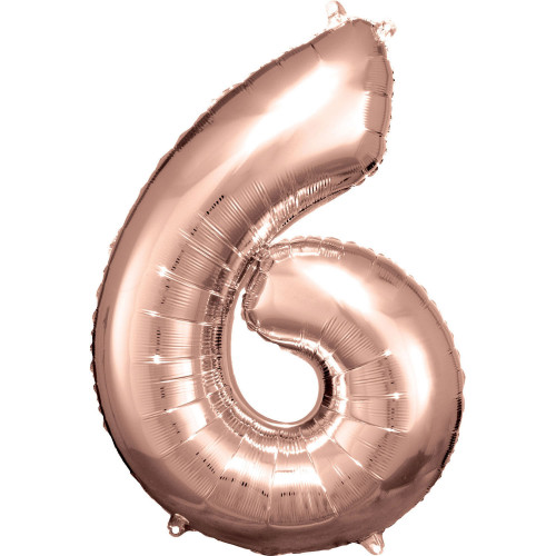 Folienballon XL Zahl 6 Rose Gold Partydeko Geburtstag Ballon