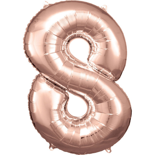 Folienballon XL Zahl 8 Rose Gold Partydeko Geburtstag Ballon