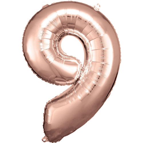 Folienballon XL Zahl 9 Rose Gold Partydeko Geburtstag Ballon