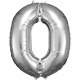 Folienballon XL Zahl 0 Silber Partydeko Geburtstag