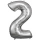 Folienballon XL Zahl 2 Silber Partydeko Geburtstag Ballon