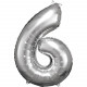 Folienballon XL Zahl 6 Silber Partydeko Geburtstag