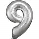 Folienballon XL Zahl 9 Silber Partydeko Geburtstag