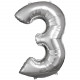 Folienballon XL Zahl 3 Silber Partydeko Geburtstag