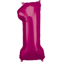 Folienballon XL Zahl 1 Pink Partydeko Geburtstag Ballon