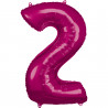 Folienballon XL Zahl 2 Pink Partydeko Ballon Geburtstag