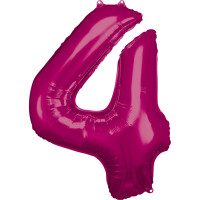 Folienballon XL Zahl 4 Pink Partydeko Geburtstag Ballon