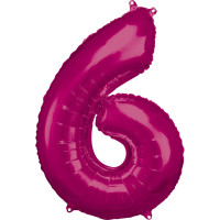 Folienballon XL Zahl 6 Pink Partydeko Geburtstag