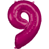 Folienballon XL Zahl 9 Pink Partydeko Geburtstag