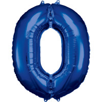 Folienballon XL Zahl 0 Blau Partydeko Geburtstag