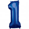 Folienballon XL Zahl 1 Blau Partydeko Geburtstag Ballon