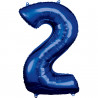 Folienballon XL Zahl 2 Blau Partydeko Geburtstag Ballon
