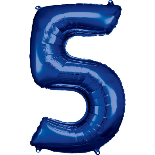 Folienballon XL Zahl 5 Blau Partydeko Geburtstag